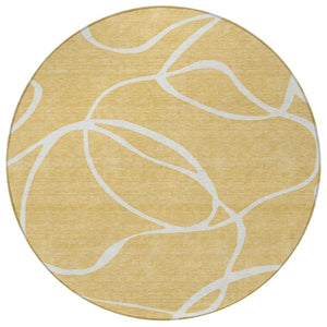 Homeroots 3' Artichoke Green Abstract Washable Area Rug - Perfect For Indoor And Outdoor Spaces, Easy Care 8' Round Polyester 597477