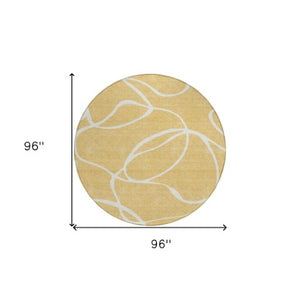 Homeroots 3' Artichoke Green Abstract Washable Area Rug - Perfect For Indoor And Outdoor Spaces, Easy Care 8' Round Polyester 597477