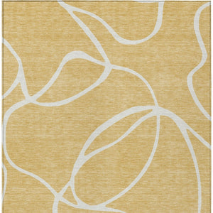 Homeroots 3' Artichoke Green Abstract Washable Area Rug - Perfect For Indoor And Outdoor Spaces, Easy Care 9' X 12' Polyester 597479