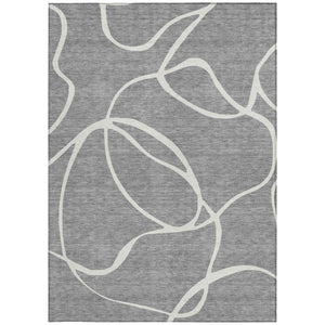 Homeroots 3' Artichoke Green Abstract Washable Area Rug - Perfect For Indoor And Outdoor Spaces, Easy Care 5' X 8' Polyester 597482