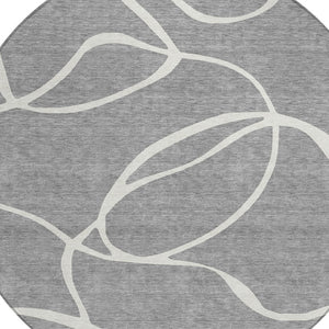 Homeroots 3' Artichoke Green Abstract Washable Area Rug - Perfect For Indoor And Outdoor Spaces, Easy Care 8' Round Polyester 597483