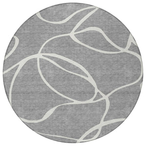 Homeroots 3' Artichoke Green Abstract Washable Area Rug - Perfect For Indoor And Outdoor Spaces, Easy Care 8' Round Polyester 597483