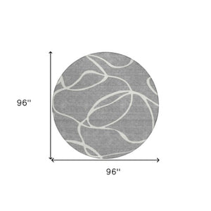 Homeroots 3' Artichoke Green Abstract Washable Area Rug - Perfect For Indoor And Outdoor Spaces, Easy Care 8' Round Polyester 597483