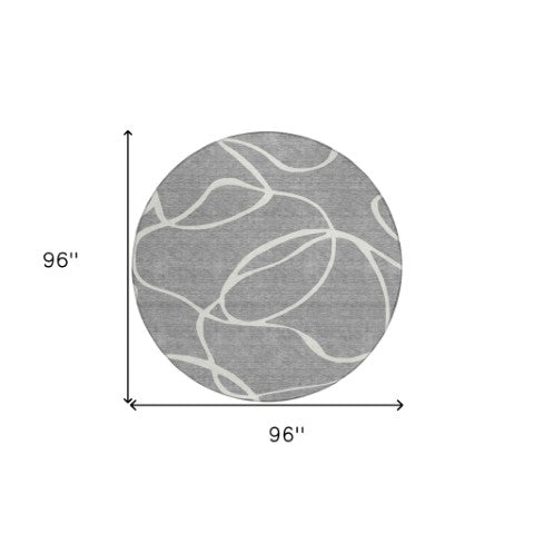 Homeroots 3' Artichoke Green Abstract Washable Area Rug - Perfect For Indoor And Outdoor Spaces, Easy Care 8' Round Polyester 597483