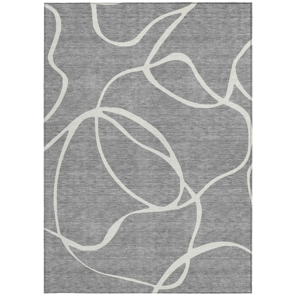 Homeroots 3' Artichoke Green Abstract Washable Area Rug - Perfect For Indoor And Outdoor Spaces, Easy Care 8' X 10' Polyester 597484