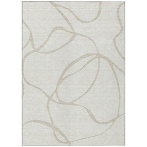 HomeRoots 5' Contemporary Ivory and Beige Abstract Area Rug - Stylish, Washable, Indoor/Outdoor Design for All Spaces 5' X 8' 597488