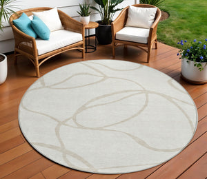 Homeroots 3' Artichoke Green Abstract Washable Area Rug - Perfect For Indoor And Outdoor Spaces, Easy Care 8' Round Polyester 597489