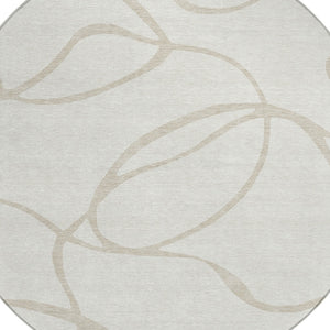 Homeroots 3' Artichoke Green Abstract Washable Area Rug - Perfect For Indoor And Outdoor Spaces, Easy Care 8' Round Polyester 597489