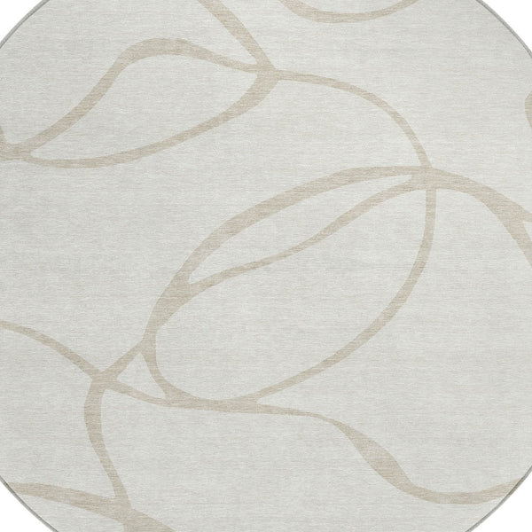 Homeroots 3' Artichoke Green Abstract Washable Area Rug - Perfect For Indoor And Outdoor Spaces, Easy Care 8' Round Polyester 597489