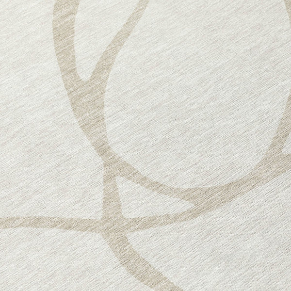 Homeroots 3' Artichoke Green Abstract Washable Area Rug - Perfect For Indoor And Outdoor Spaces, Easy Care 8' Round Polyester 597489