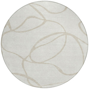 Homeroots 3' Artichoke Green Abstract Washable Area Rug - Perfect For Indoor And Outdoor Spaces, Easy Care 8' Round Polyester 597489