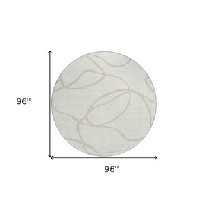 Homeroots 3' Artichoke Green Abstract Washable Area Rug - Perfect For Indoor And Outdoor Spaces, Easy Care 8' Round Polyester 597489