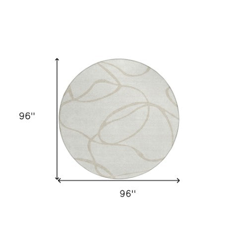 Homeroots 3' Artichoke Green Abstract Washable Area Rug - Perfect For Indoor And Outdoor Spaces, Easy Care 8' Round Polyester 597489