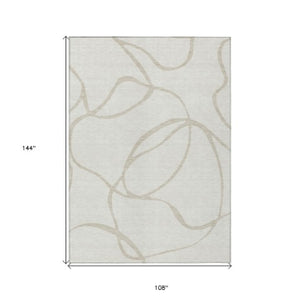 Homeroots 3' Artichoke Green Abstract Washable Area Rug - Perfect For Indoor And Outdoor Spaces, Easy Care 9' X 12' Polyester 597491