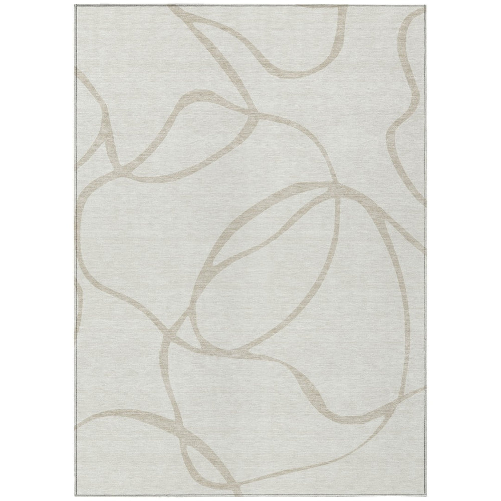 HomeRoots 9' X 12' Abstract Ivory and Beige Area Rug - Durable, Washable, Indoor/Outdoor, Stylish, Easy Care 597491