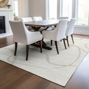 Homeroots 3' Artichoke Green Abstract Washable Area Rug - Perfect For Indoor And Outdoor Spaces, Easy Care 10' X 14' Polyester 597492