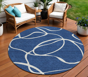 Homeroots 3' Artichoke Green Abstract Washable Area Rug - Perfect For Indoor And Outdoor Spaces, Easy Care 8' Round Polyester 597495