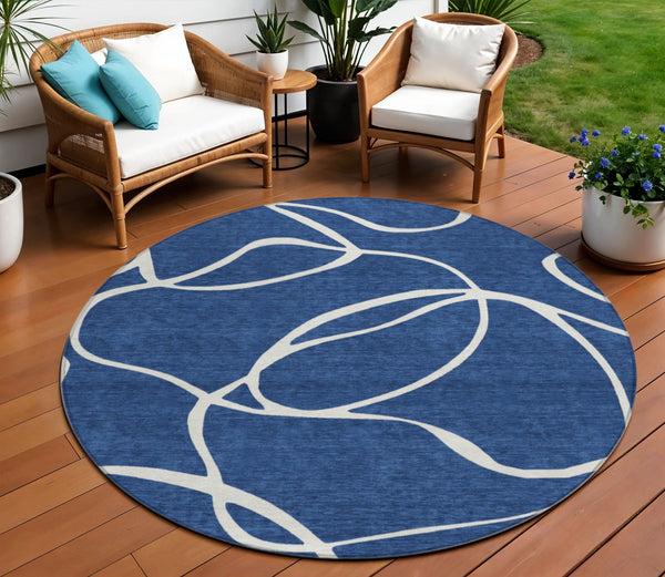 Homeroots 3' Artichoke Green Abstract Washable Area Rug - Perfect For Indoor And Outdoor Spaces, Easy Care 8' Round Polyester 597495