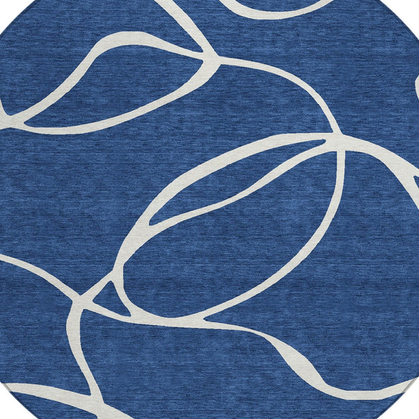 Homeroots 3' Artichoke Green Abstract Washable Area Rug - Perfect For Indoor And Outdoor Spaces, Easy Care 8' Round Polyester 597495