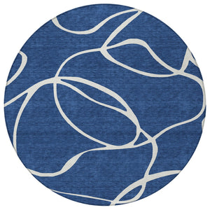 Homeroots 3' Artichoke Green Abstract Washable Area Rug - Perfect For Indoor And Outdoor Spaces, Easy Care 8' Round Polyester 597495