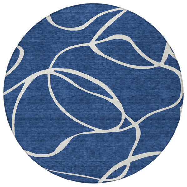 Homeroots 3' Artichoke Green Abstract Washable Area Rug - Perfect For Indoor And Outdoor Spaces, Easy Care 8' Round Polyester 597495