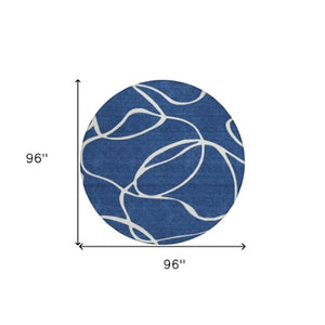 Homeroots 3' Artichoke Green Abstract Washable Area Rug - Perfect For Indoor And Outdoor Spaces, Easy Care 8' Round Polyester 597495