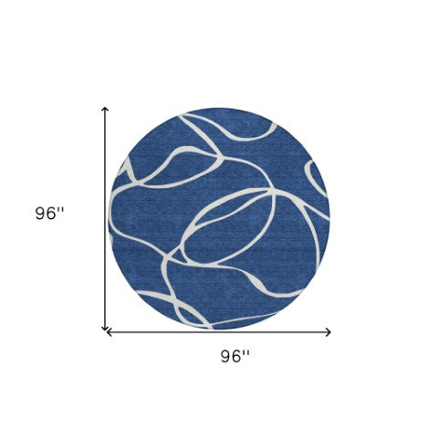 Homeroots 3' Artichoke Green Abstract Washable Area Rug - Perfect For Indoor And Outdoor Spaces, Easy Care 8' Round Polyester 597495