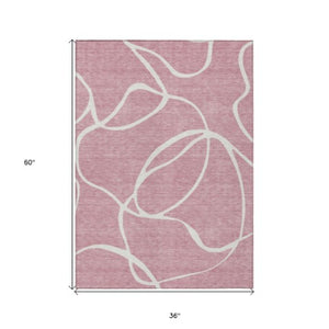 Homeroots 3' Artichoke Green Abstract Washable Area Rug - Perfect For Indoor And Outdoor Spaces, Easy Care 3' X 5' Polyester 597499