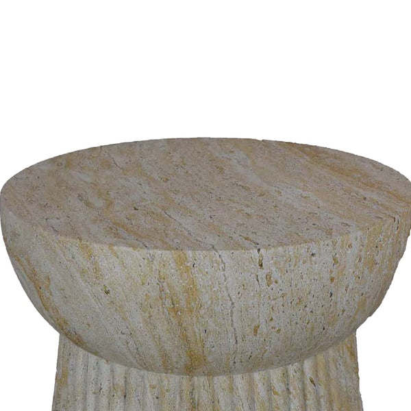 English Elm Archi Fluted Resin Plant Stand with Marbled Stone Look for Indoor Outdoor Decor B056P416933