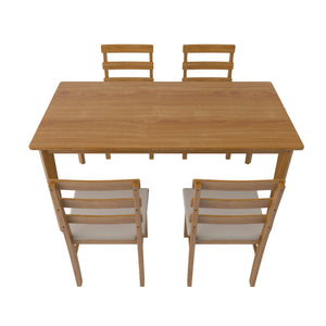 English Elm Original Solid Wood Dining Table and Chairs Set 5-Piece – Sturdy 275lb Capacity, Modern Rustic Design Beige W395P316330