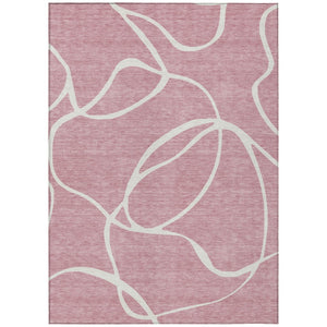 HomeRoots 5' Pink And Ivory Abstract Area Rug - Modern, Washable Design for Indoor & Outdoor Use, Durable Style 5' X 8' 597500