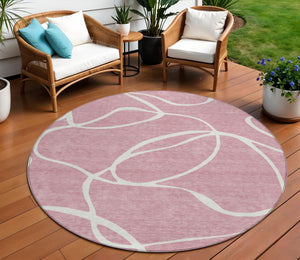 Homeroots 3' Artichoke Green Abstract Washable Area Rug - Perfect For Indoor And Outdoor Spaces, Easy Care 8' Round Polyester 597501