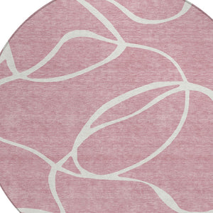 Homeroots 3' Artichoke Green Abstract Washable Area Rug - Perfect For Indoor And Outdoor Spaces, Easy Care 8' Round Polyester 597501