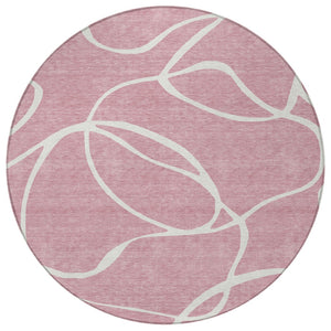 Homeroots 3' Artichoke Green Abstract Washable Area Rug - Perfect For Indoor And Outdoor Spaces, Easy Care 8' Round Polyester 597501