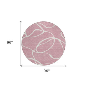 Homeroots 3' Artichoke Green Abstract Washable Area Rug - Perfect For Indoor And Outdoor Spaces, Easy Care 8' Round Polyester 597501