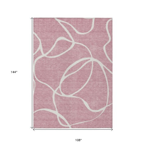 Homeroots 3' Artichoke Green Abstract Washable Area Rug - Perfect For Indoor And Outdoor Spaces, Easy Care 9' X 12' Polyester 597503