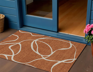 Homeroots 3' Artichoke Green Abstract Washable Area Rug - Perfect For Indoor And Outdoor Spaces, Easy Care 3' X 5' Polyester 597505