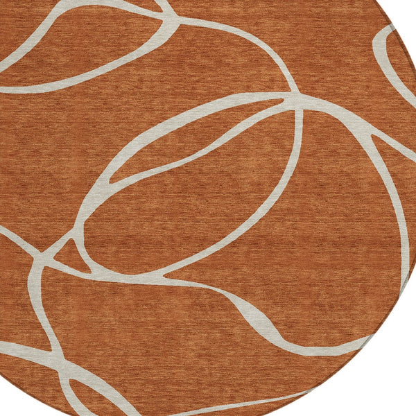 Homeroots 3' Artichoke Green Abstract Washable Area Rug - Perfect For Indoor And Outdoor Spaces, Easy Care 8' Round Polyester 597507