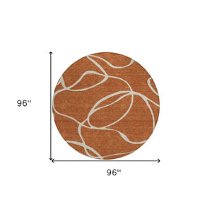 Homeroots 3' Artichoke Green Abstract Washable Area Rug - Perfect For Indoor And Outdoor Spaces, Easy Care 8' Round Polyester 597507