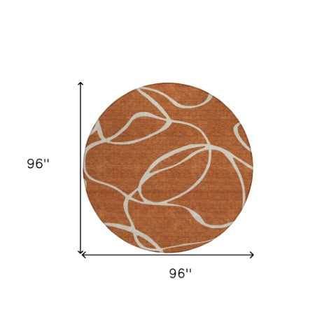 Homeroots 3' Artichoke Green Abstract Washable Area Rug - Perfect For Indoor And Outdoor Spaces, Easy Care 8' Round Polyester 597507