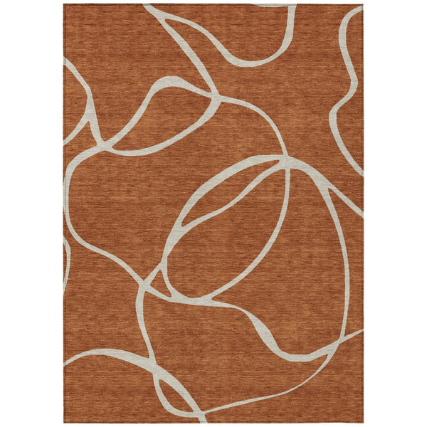 HomeRoots 5' Copper and Ivory Abstract Area Rug - Stylish, Durable, Washable Indoor/Outdoor Mat for Modern Homes 8' X 10' 597508