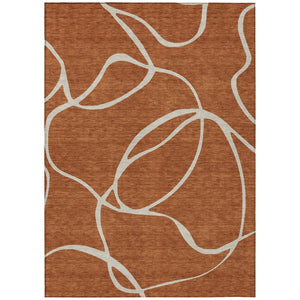 HomeRoots 5' Copper and Ivory Abstract Area Rug - Stylish, Durable, Washable Indoor/Outdoor Mat for Modern Homes 10' X 14' 597510
