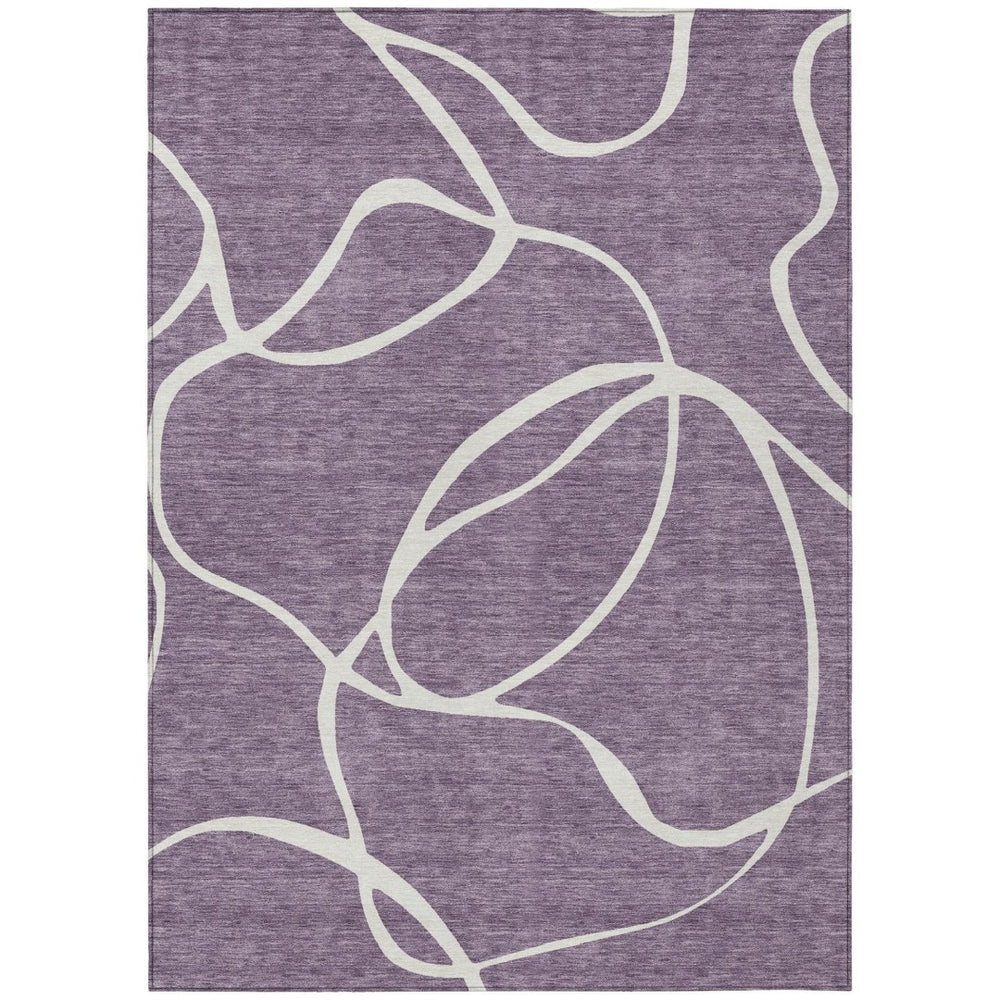 HomeRoots 5' Stylish Purple and Ivory Abstract Area Rug - Washable, Durable, Perfect for Indoor Outdoor Spaces 5' X 8' 597512