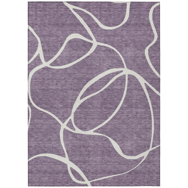 HomeRoots 5' Stylish Purple and Ivory Abstract Area Rug - Washable, Durable, Perfect for Indoor Outdoor Spaces 5' X 8' 597512