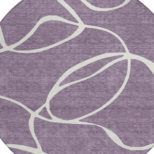 Homeroots 3' Artichoke Green Abstract Washable Area Rug - Perfect For Indoor And Outdoor Spaces, Easy Care 8' Round Polyester 597513