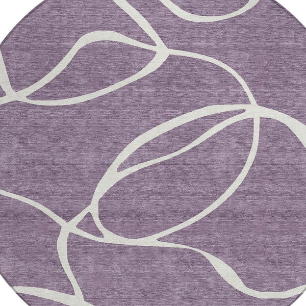 Homeroots 3' Artichoke Green Abstract Washable Area Rug - Perfect For Indoor And Outdoor Spaces, Easy Care 8' Round Polyester 597513