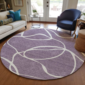 Homeroots 3' Artichoke Green Abstract Washable Area Rug - Perfect For Indoor And Outdoor Spaces, Easy Care 8' Round Polyester 597513