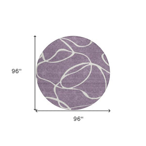 Homeroots 3' Artichoke Green Abstract Washable Area Rug - Perfect For Indoor And Outdoor Spaces, Easy Care 8' Round Polyester 597513