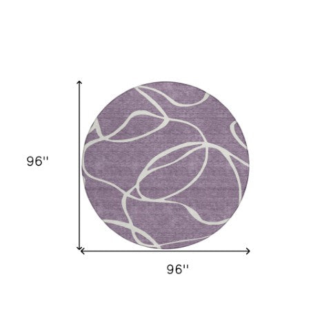 Homeroots 3' Artichoke Green Abstract Washable Area Rug - Perfect For Indoor And Outdoor Spaces, Easy Care 8' Round Polyester 597513