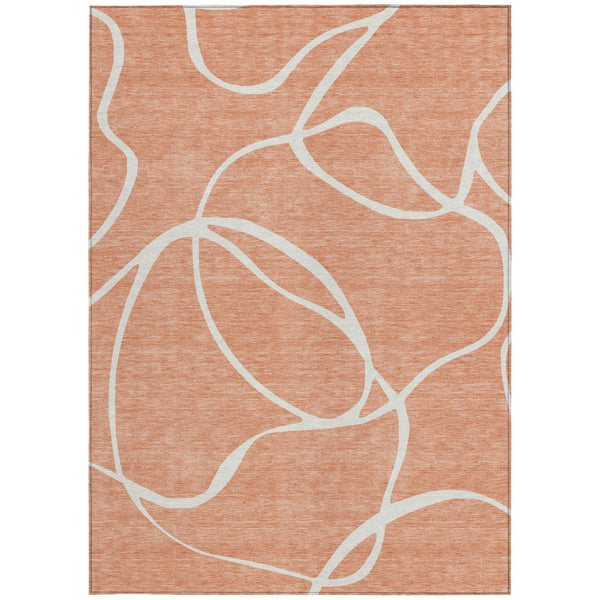 Homeroots 3' Artichoke Green Abstract Washable Area Rug - Perfect For Indoor And Outdoor Spaces, Easy Care 5' X 8' Polyester 597518